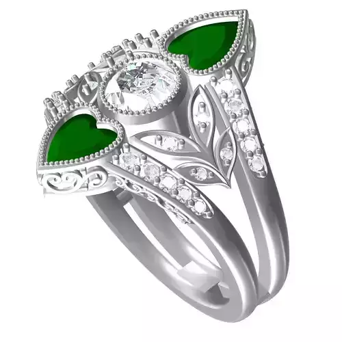 Two Heart Stone Engagement Ring for Women