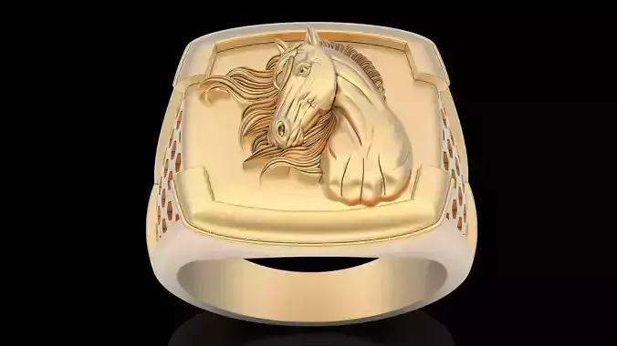 Horse ring silver gold jewelry printable 3D model