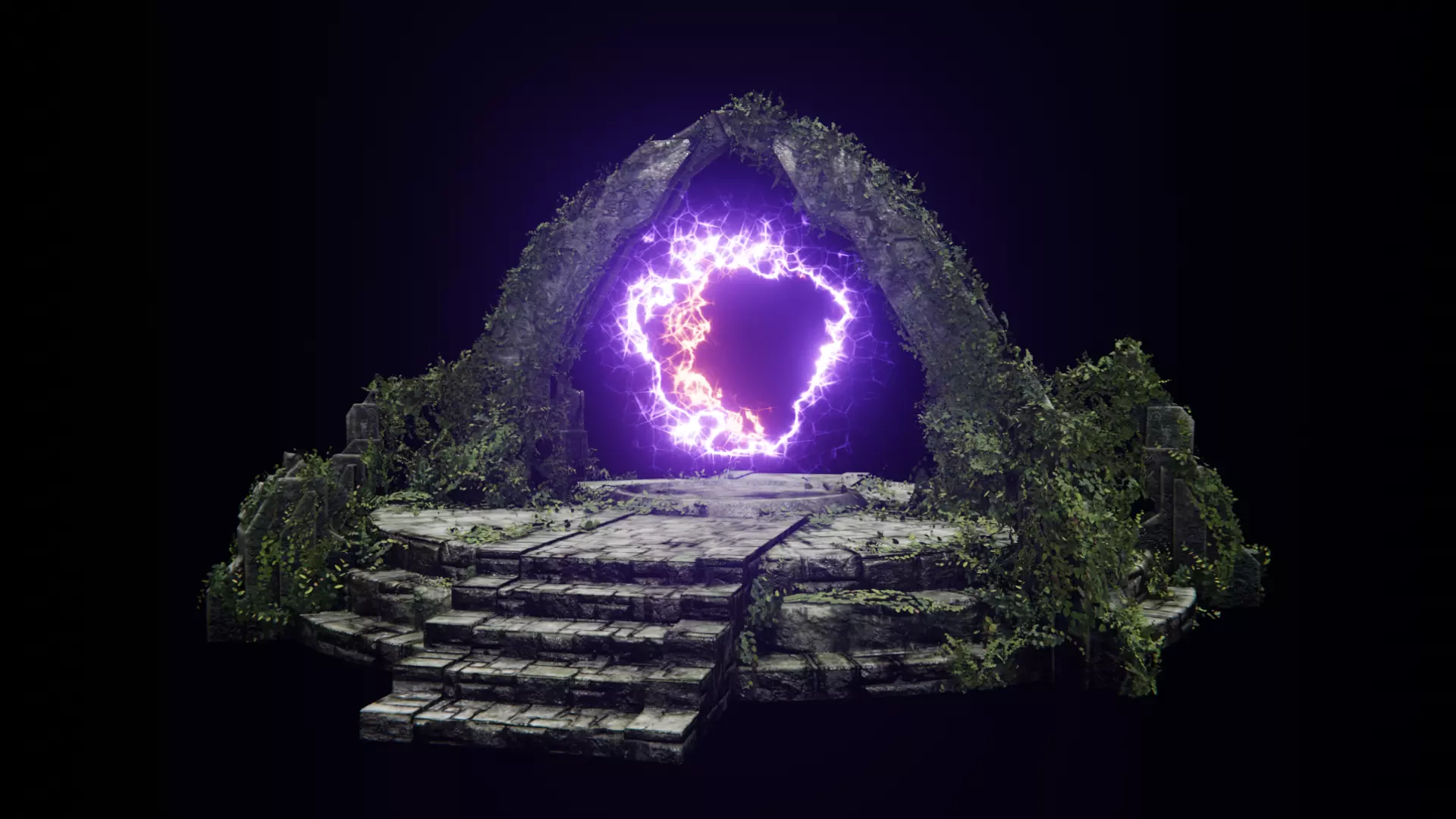Ancient Portal Temple Ruin Low-poly 3D model