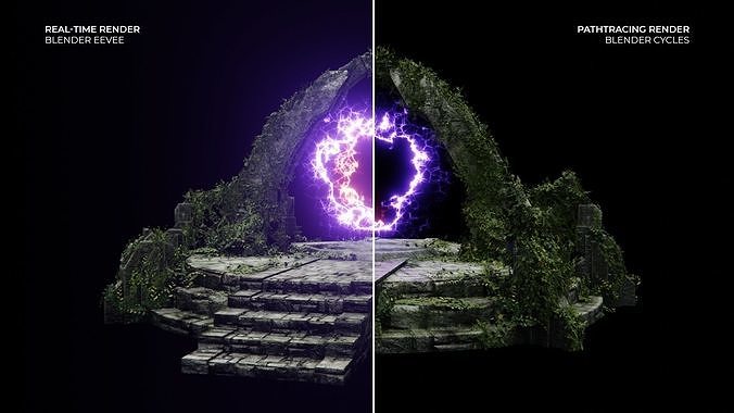 Ancient Portal Temple Ruin Low-poly 3D model 3