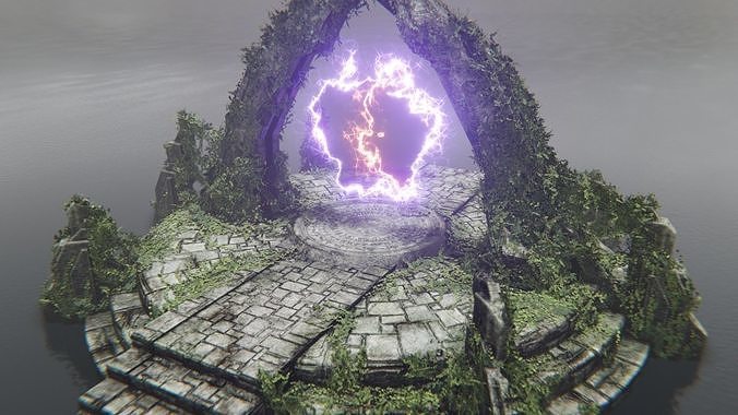 Ancient Portal Temple Ruin Low-poly 3D model 6
