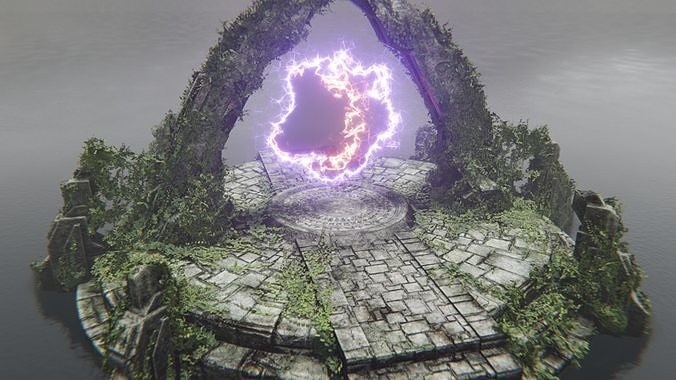 Ancient Portal Temple Ruin Low-poly 3D model 7