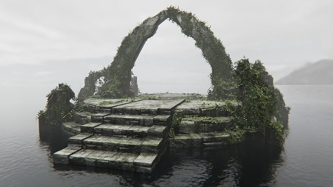 Ancient Portal Temple Ruin Low-poly 3D model 4
