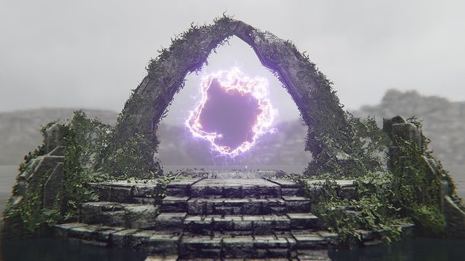 Ancient Portal Temple Ruin Low-poly 3D model 5