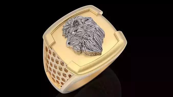 Lion ring silver gold jewelry printable 3D model