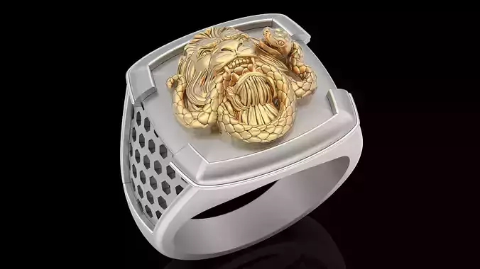 Liona ring silver gold printable jewelry 3D model