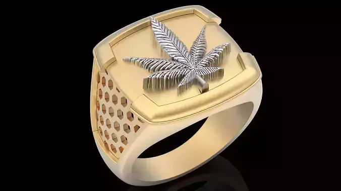Marijuana ring silver gold jewelry printable 3D model