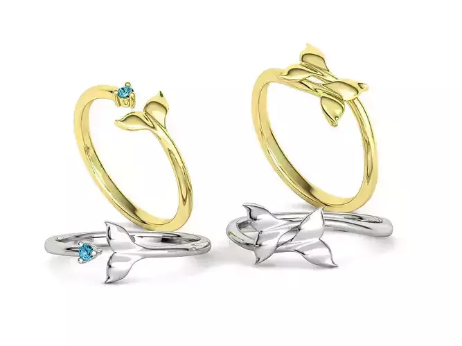 Fish Tail Rings 3dprint models Collection with discount 