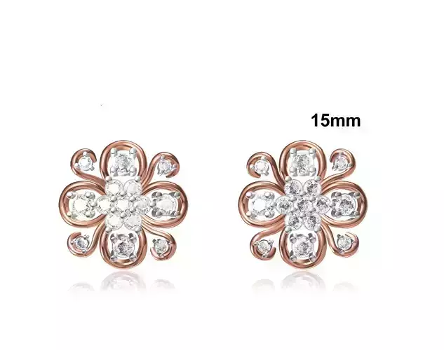 Women Stud Earring STL OBJ FBX JCD Details