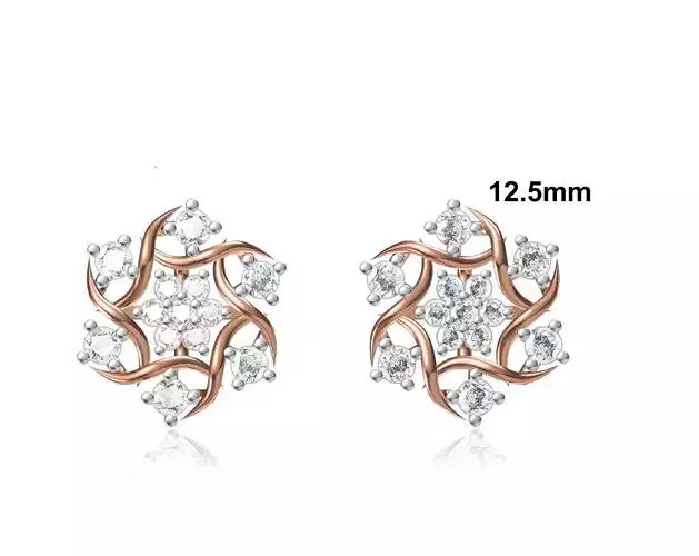 Women Stud Earring STL OBJ FBX JCD Details