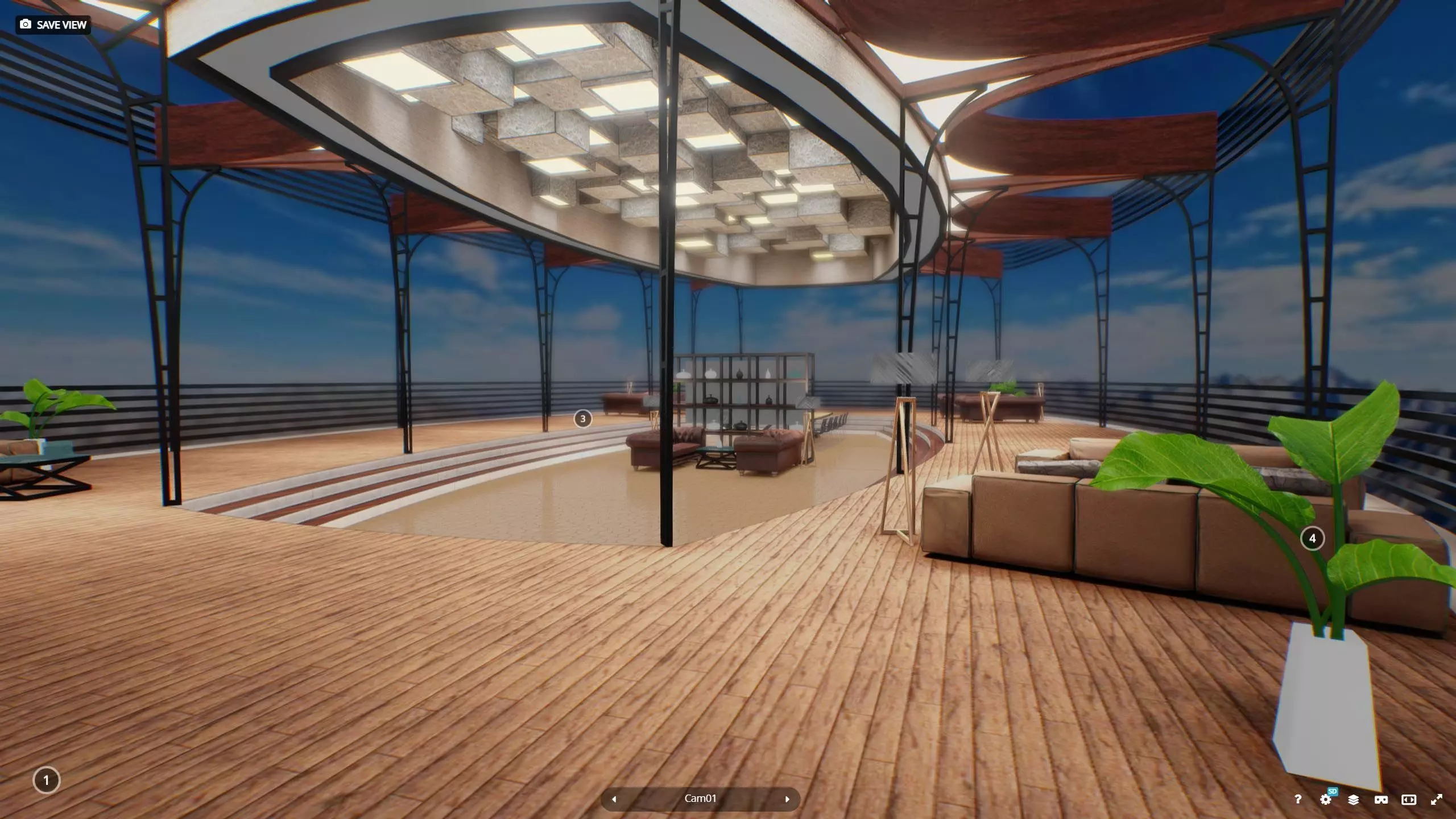 VR Space Mountain View Launge Low-poly 3D model