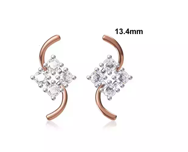 Women Stud Earring STL OBJ FBX JCD Details