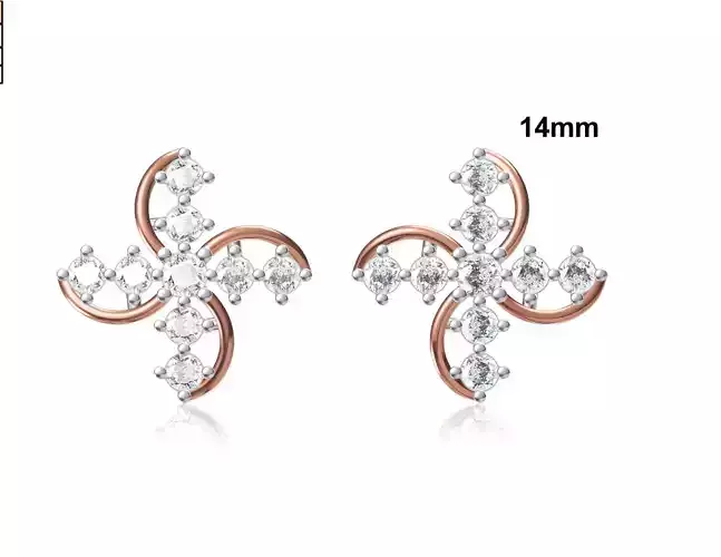 Women Stud Earring STL OBJ FBX JCD Details