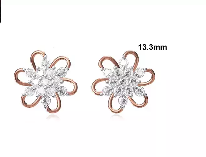 Women Stud Earring STL OBJ FBX JCD Details