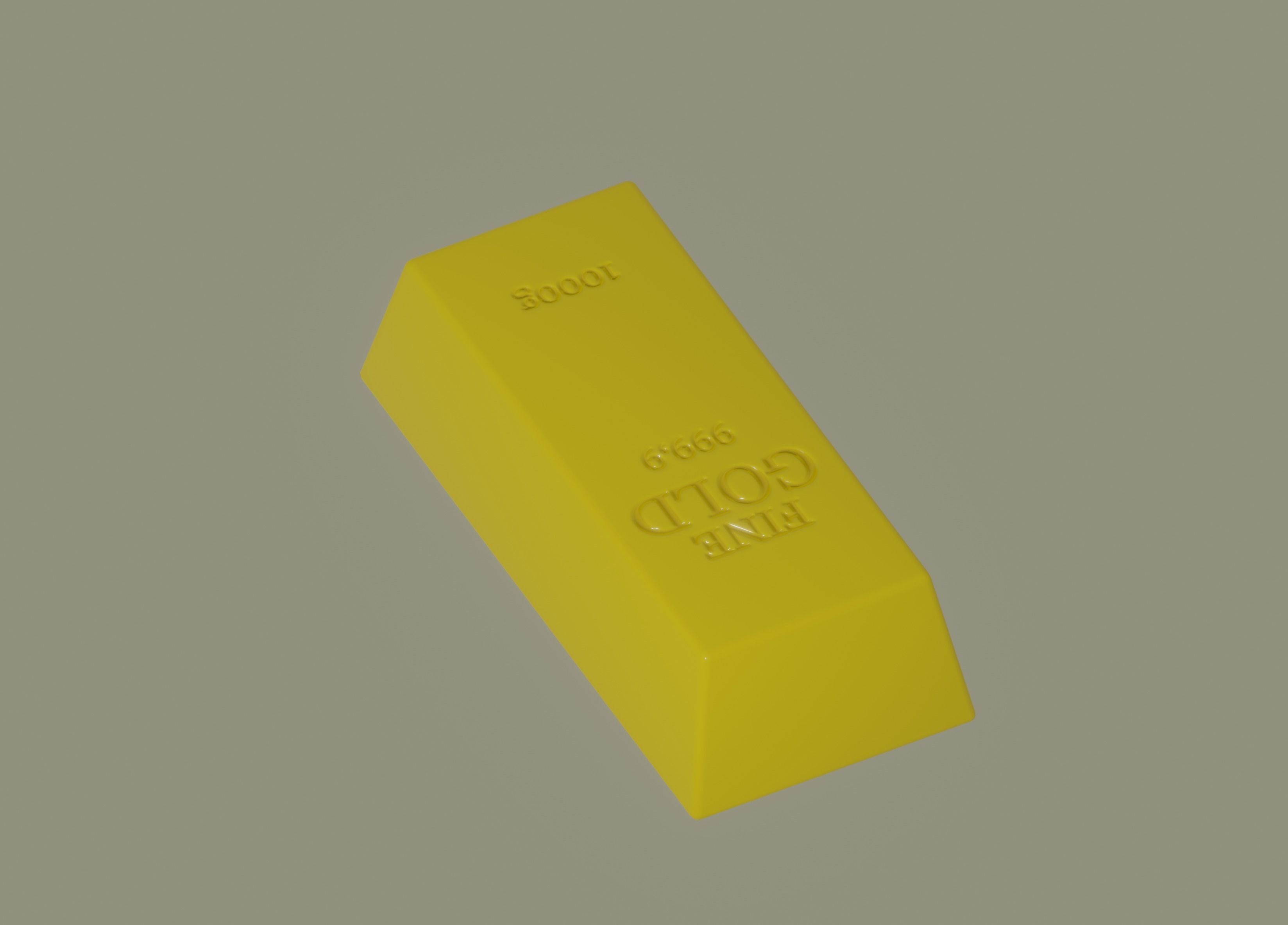 Gold Bar Low-poly 3D model_5