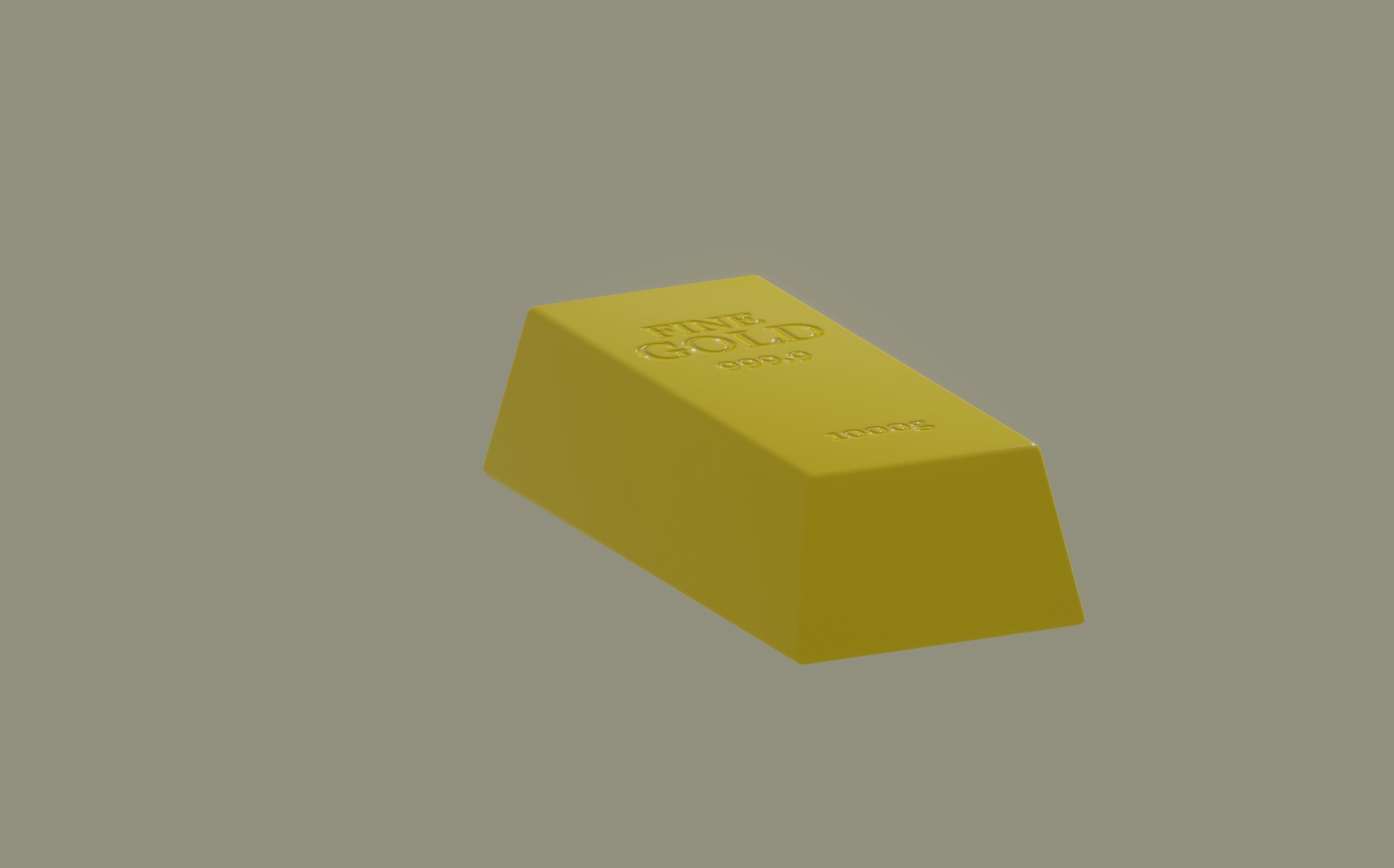 Gold Bar Low-poly 3D model_6
