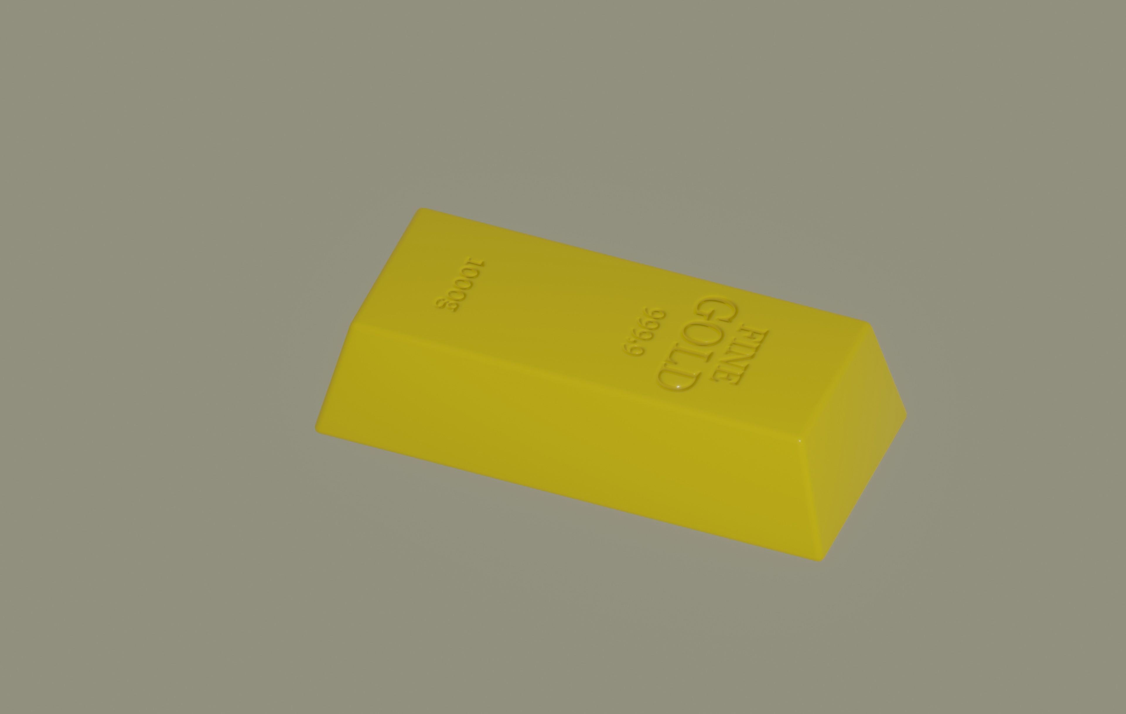 Gold Bar Low-poly 3D model_1