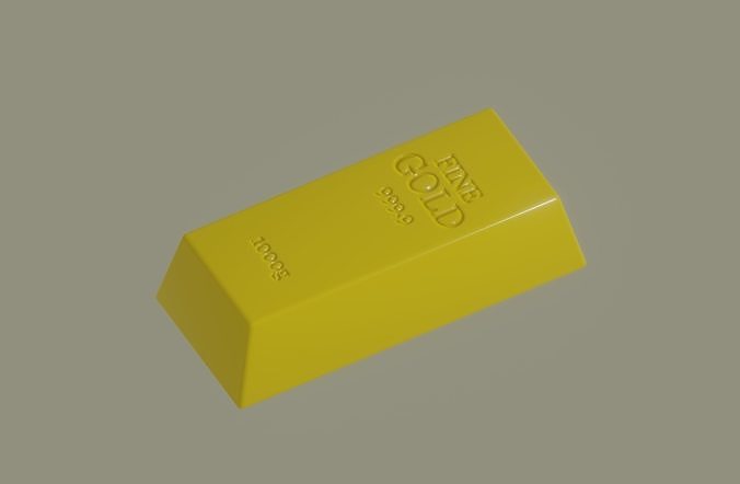 Gold Bar Low-poly 3D model