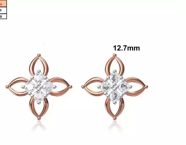 Women Stud Earring STL OBJ FBX JCD Details