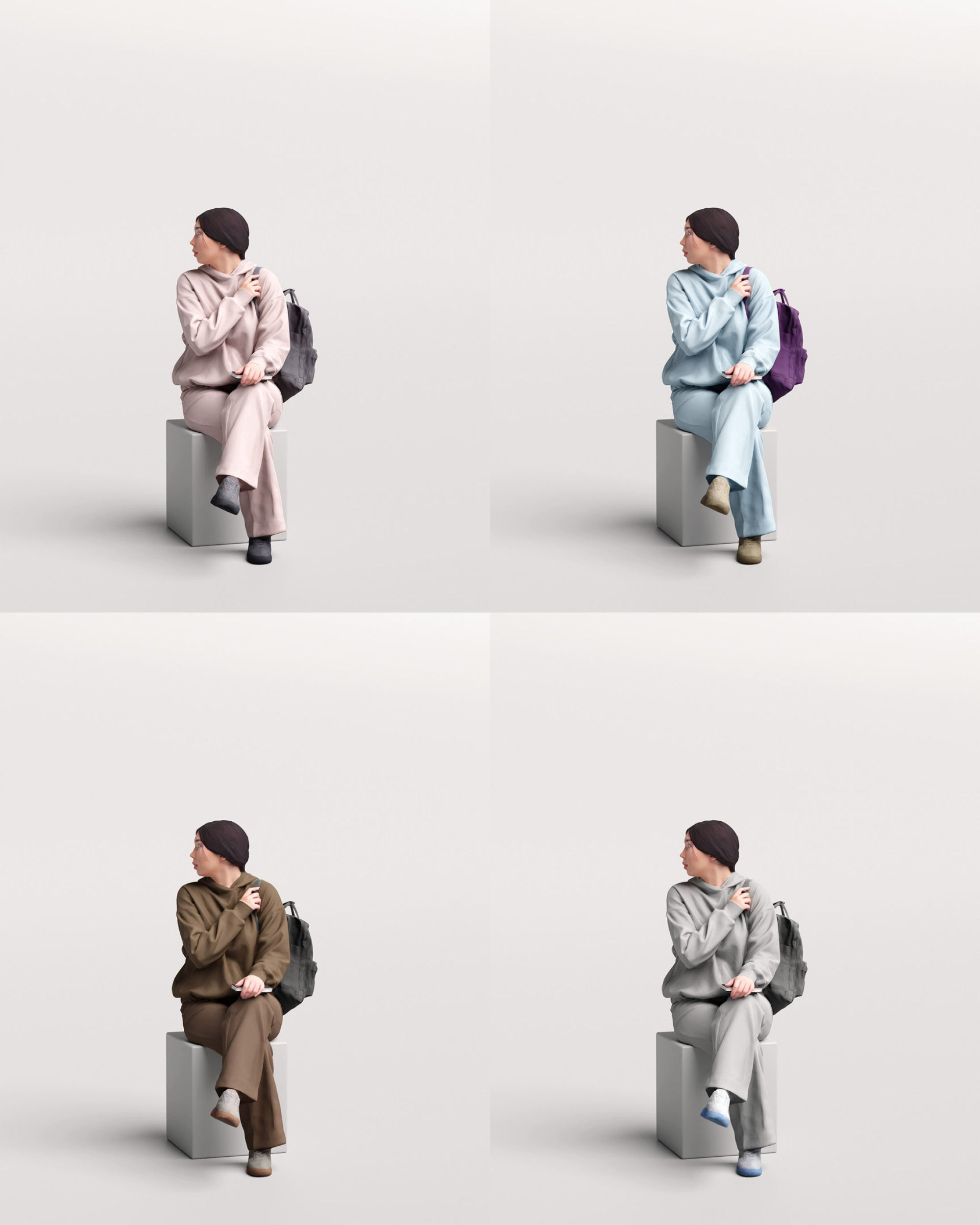Humano 12- Collection 2203 - SITTING PEOPLE - 12 x 3D models  3D model_24