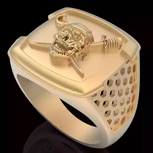 Skull pirate ring silver gold jewelry printable 3D model