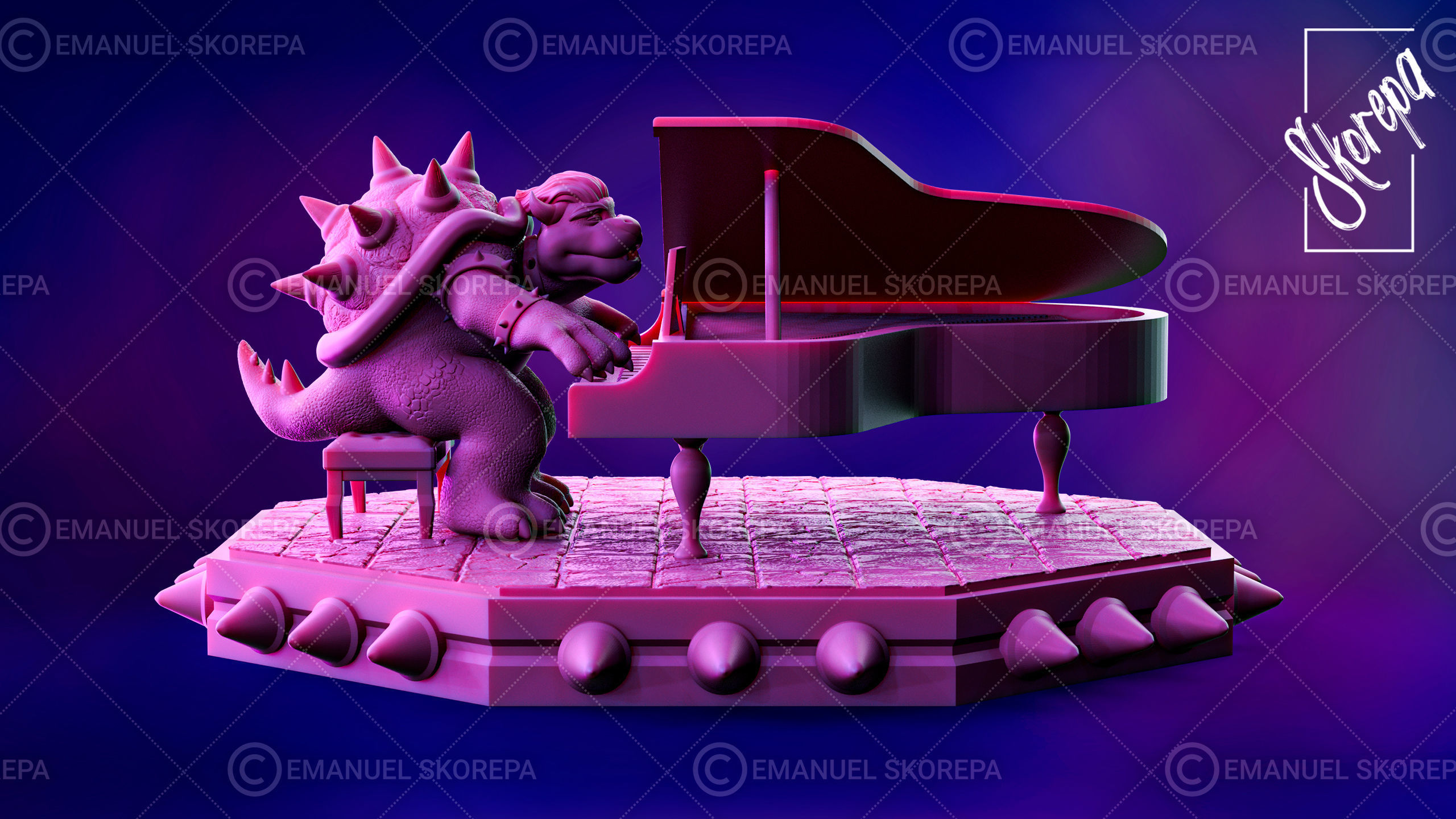 BOWSER - PEACHES - PIANO  3D print model_2