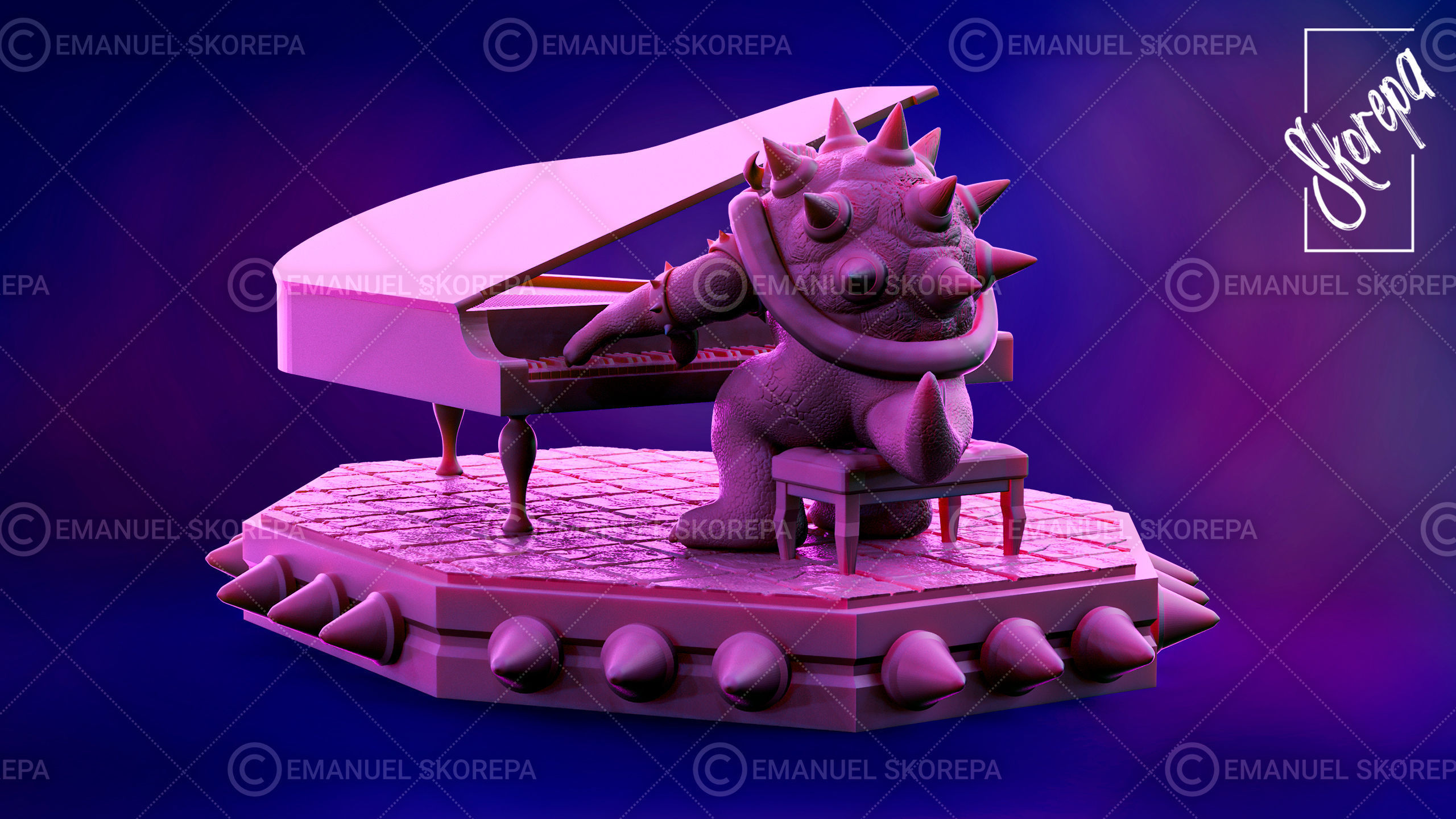 BOWSER - PEACHES - PIANO  3D print model_3