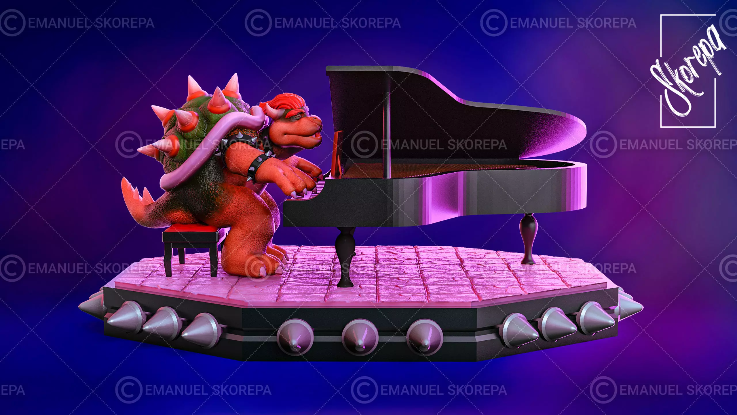 BOWSER - PEACHES - PIANO  3D print model_0
