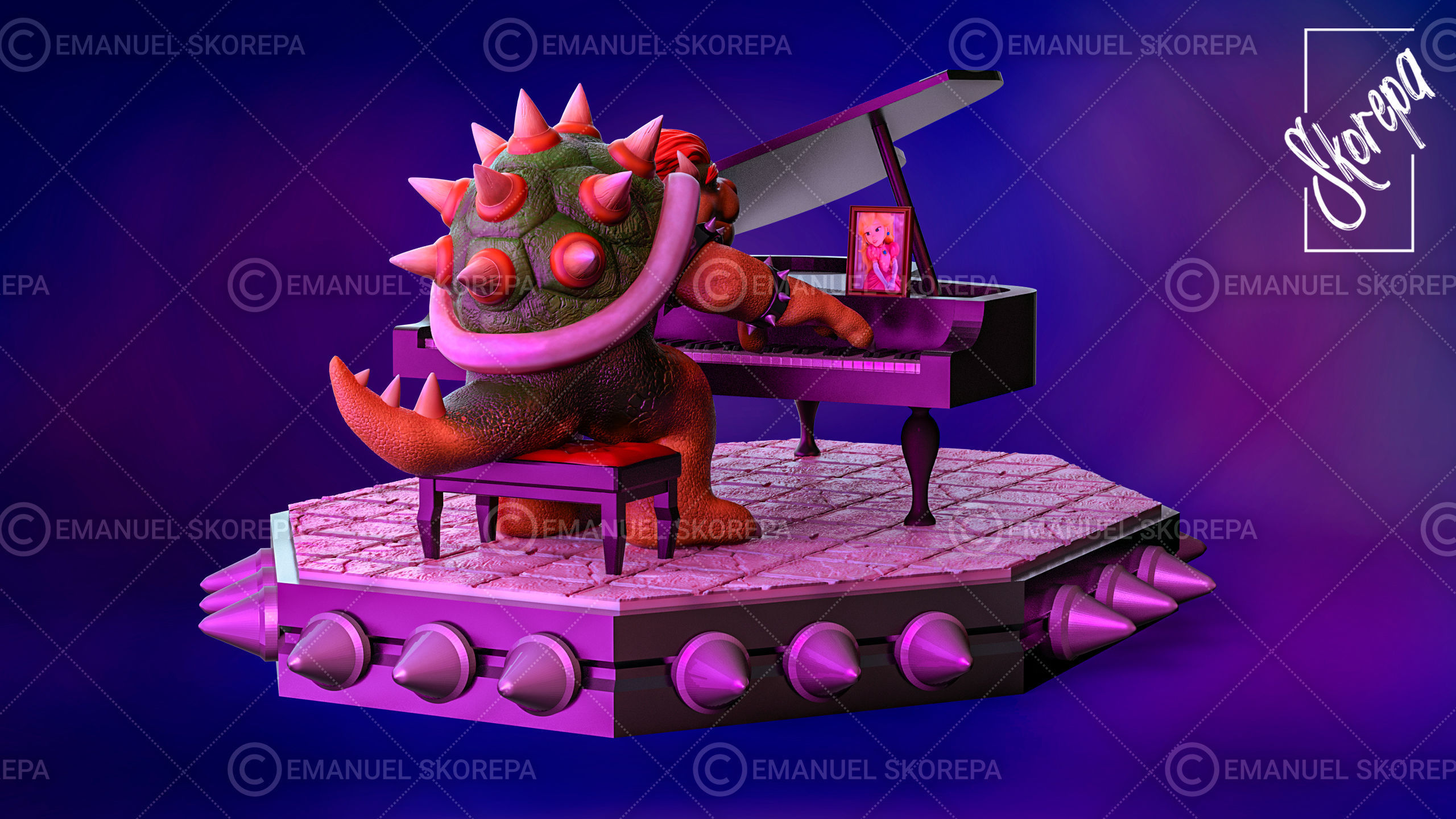 BOWSER - PEACHES - PIANO  3D print model_1