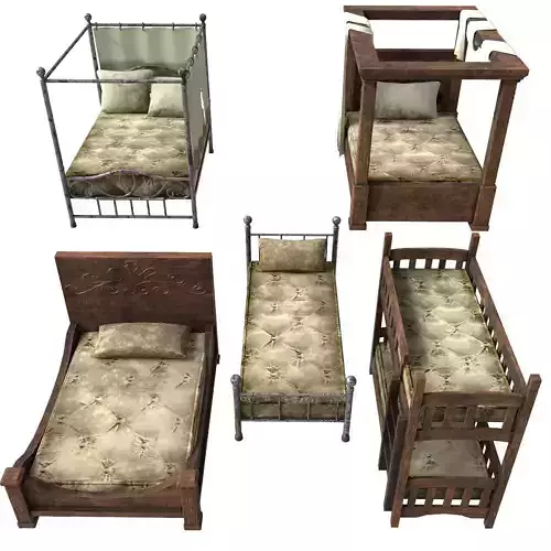 Set of 5 old beds