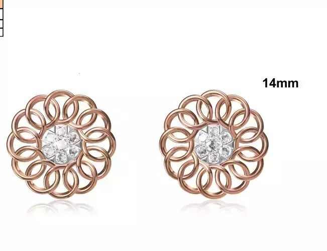 Women Stud Earring STL OBJ FBX JCD Details