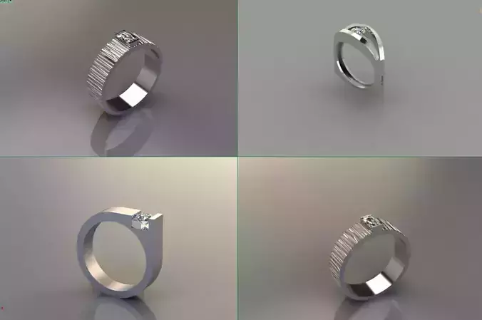 Italian Band Ring Set  3D Printable Rings Pack of 4 3D print model