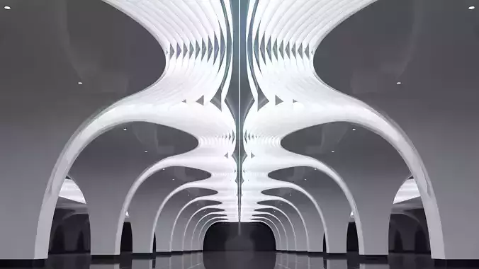 Futuristic Parametric Shanghai Subway Yuyuan Metro Station 3D model