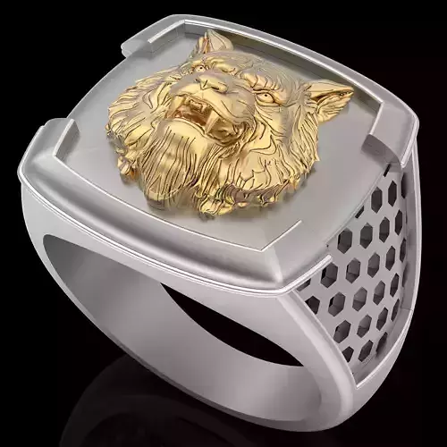 Tiger ring silver gold printable jewelry 3D model