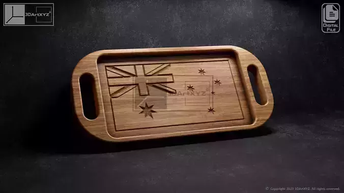 Australian Flag Tray With Handles - CNC Files for Wood