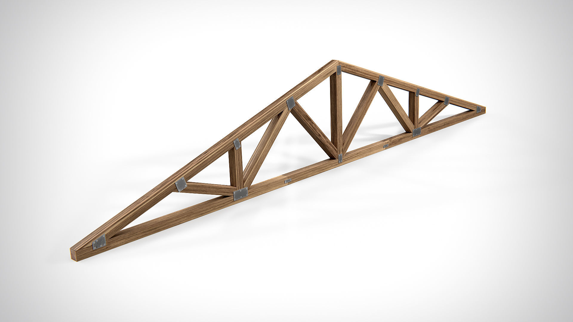 Wooden Truss Triple Fan PBR Low-poly 3D model_2