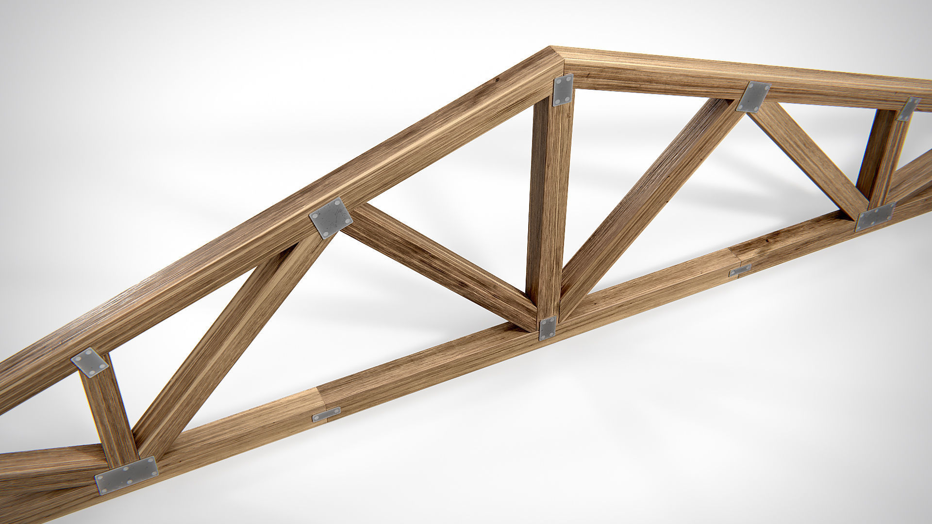 Wooden Truss Triple Fan PBR Low-poly 3D model_3