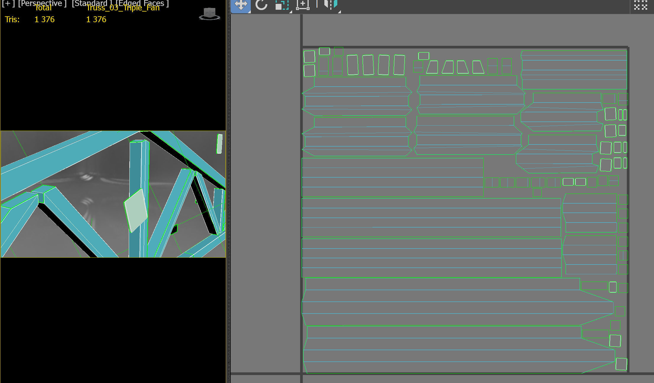 Wooden Truss Triple Fan PBR Low-poly 3D model_8