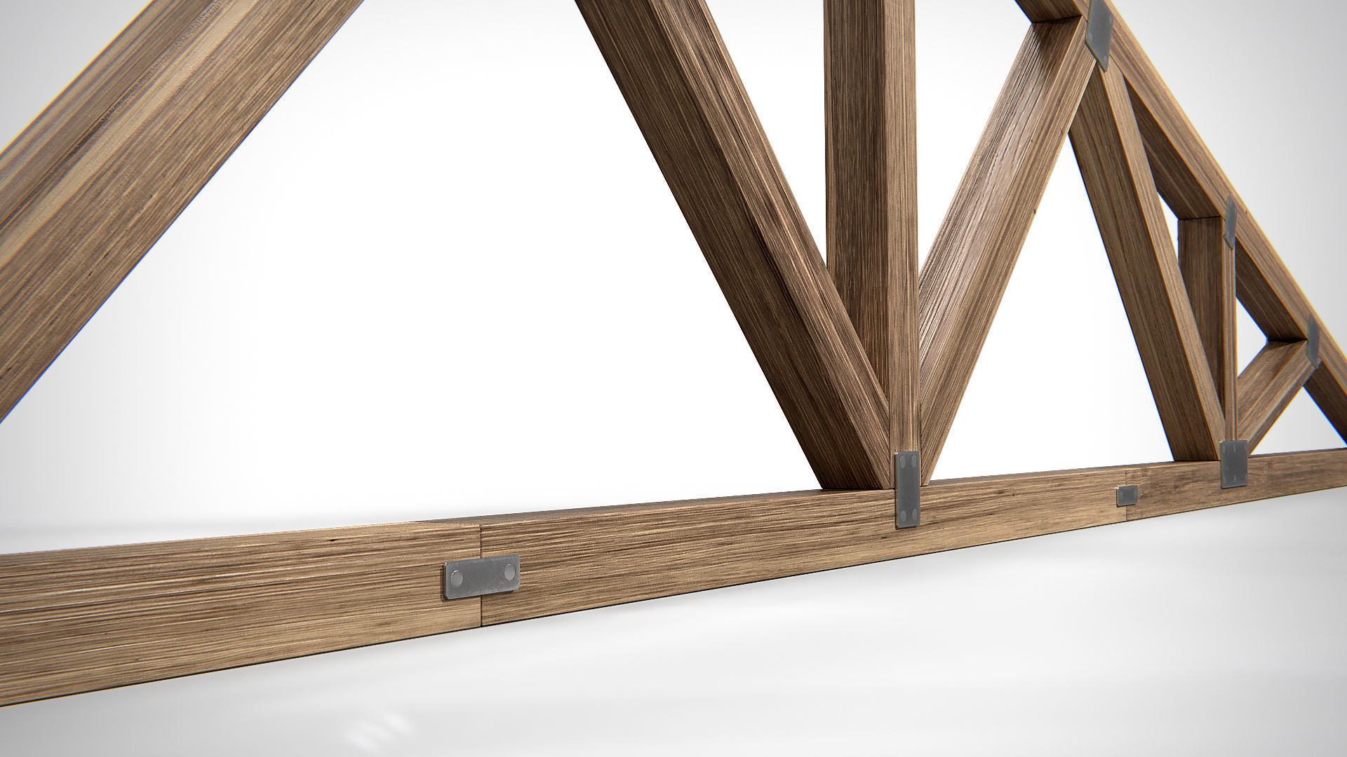 Wooden Truss Triple Fan PBR Low-poly 3D model_4