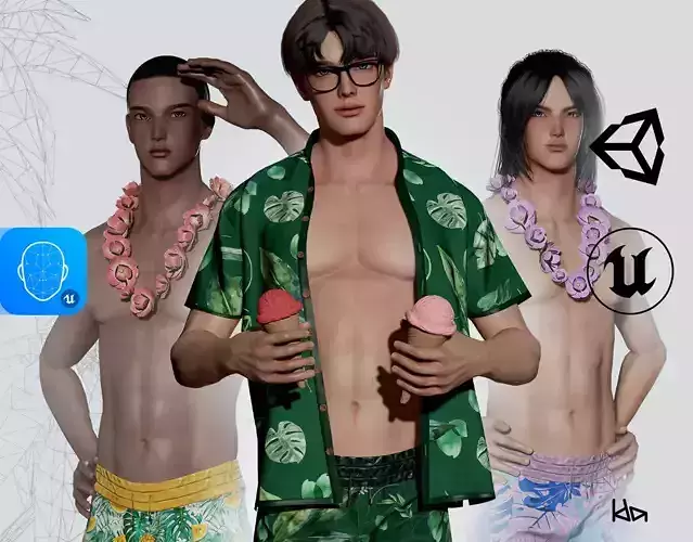 Beach Boys - Game Ready  Low-poly 3D model