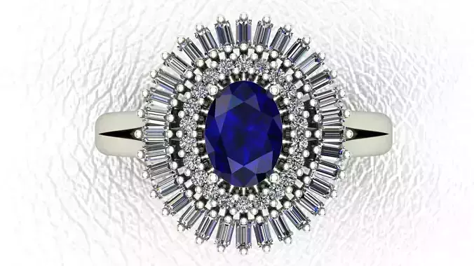 Quintan Blue Sapphire Engagement Ring 3D Model 