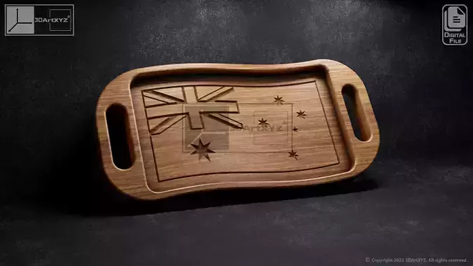 Australian Wavy Flag Tray With Handles - CNC Files for Wood