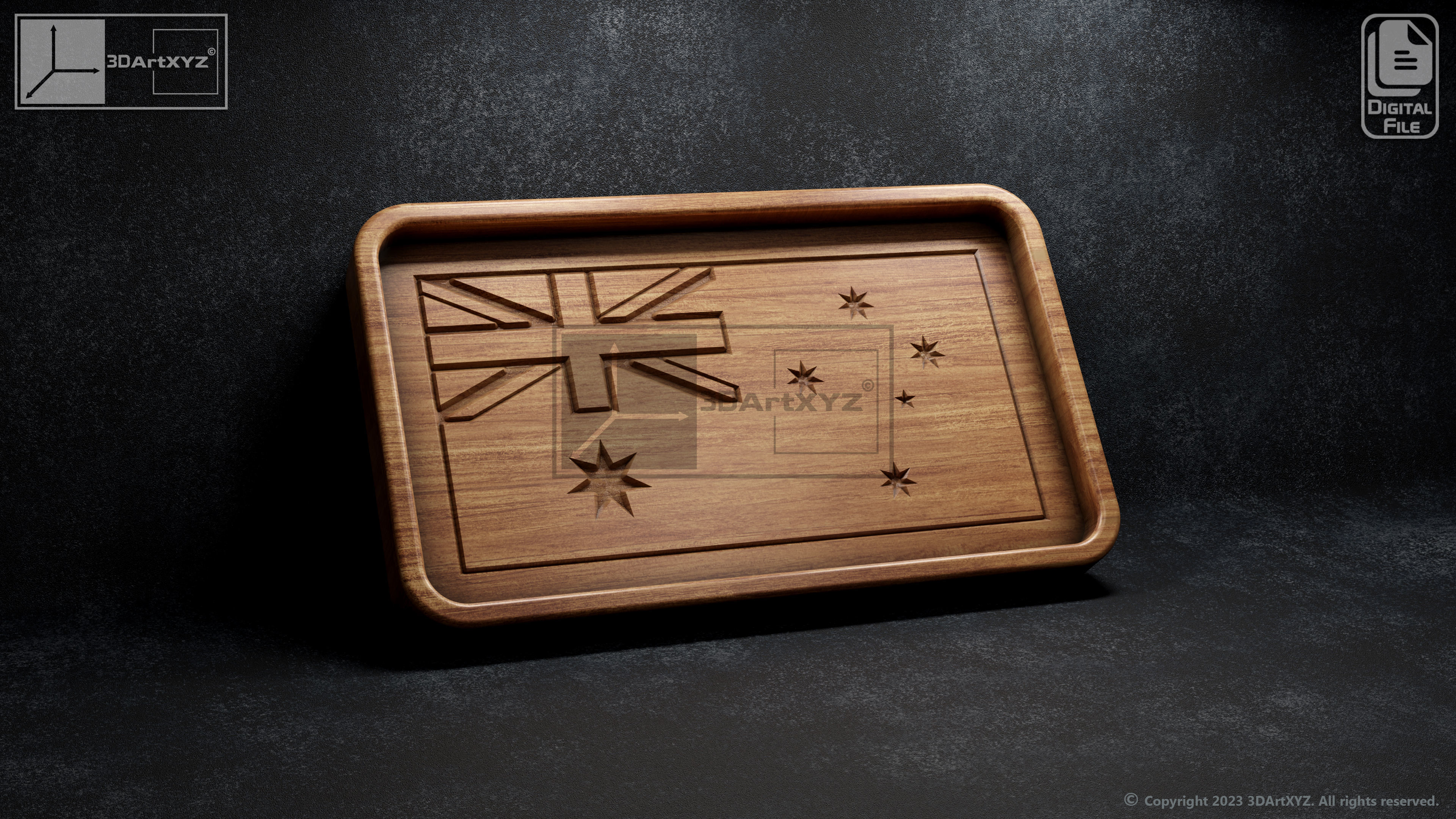 Australian Flag Trays Pack - CNC Files for Wood 3D model_1