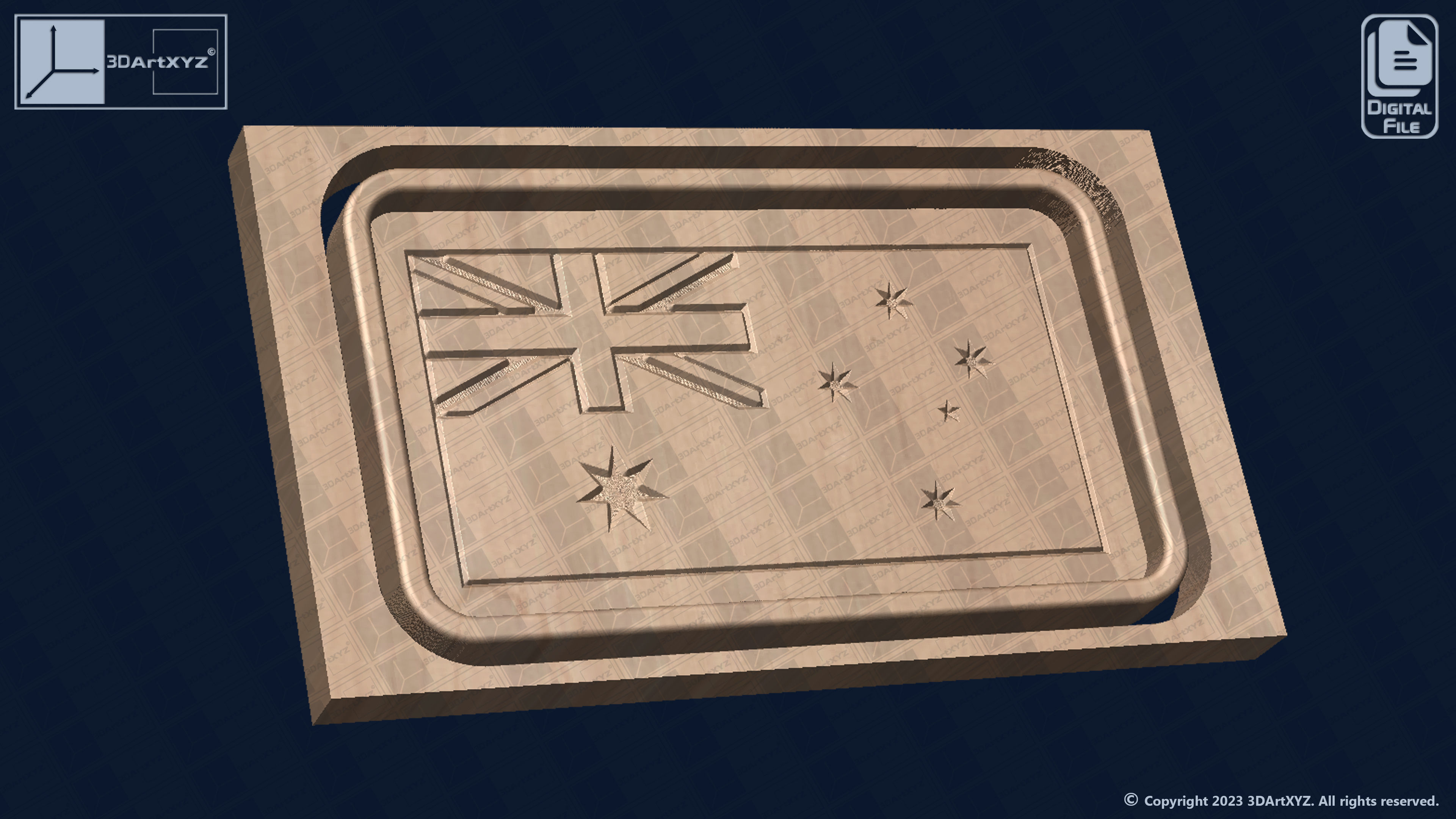 Australian Flag Trays Pack - CNC Files for Wood 3D model_5