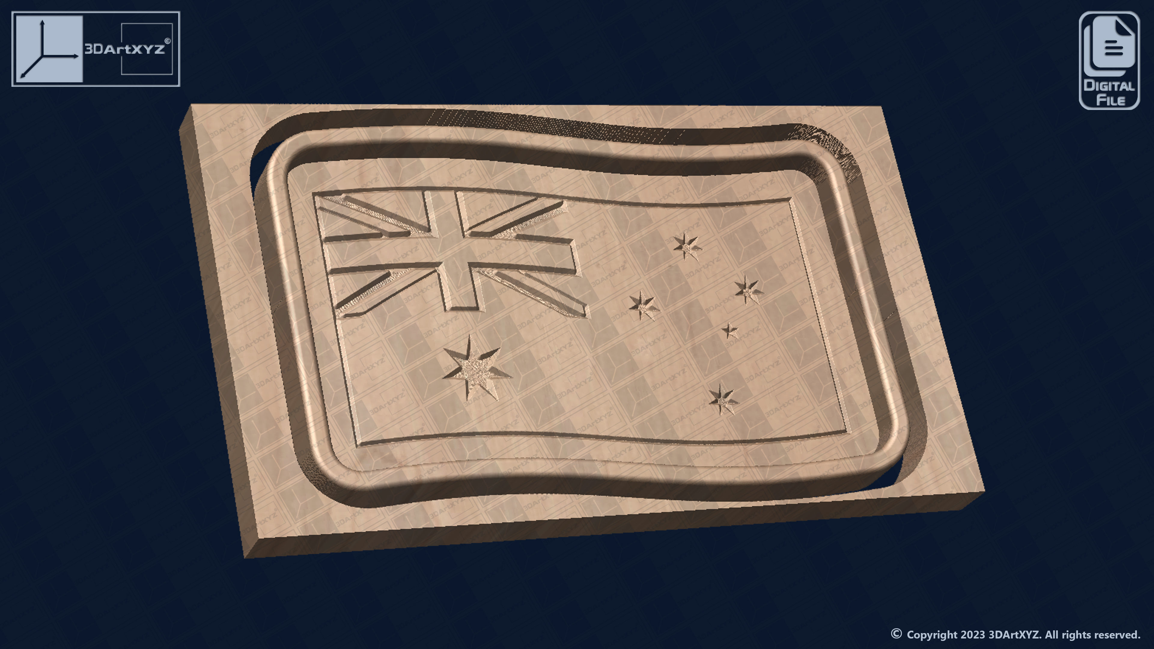 Australian Flag Trays Pack - CNC Files for Wood 3D model_7