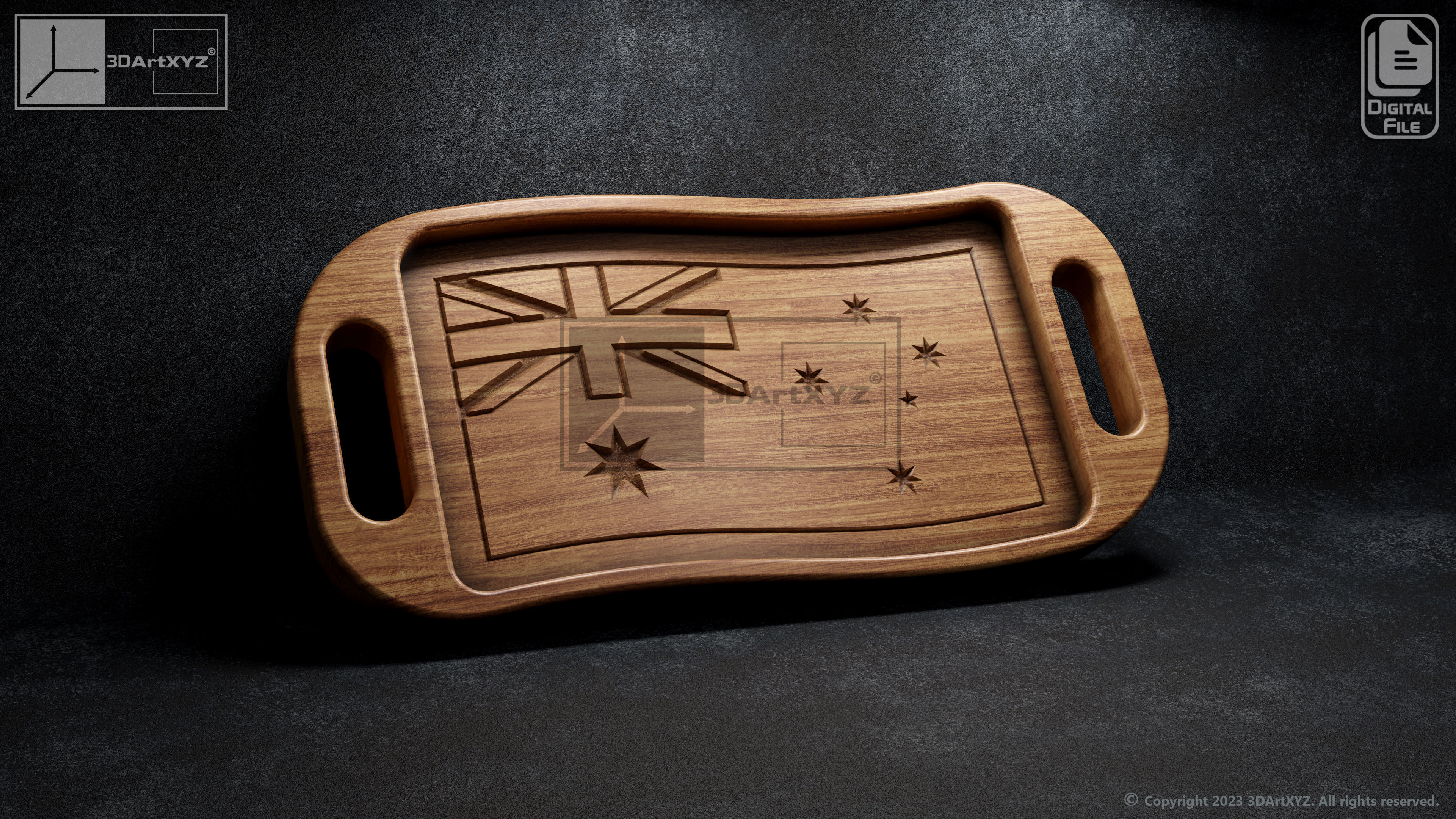 Australian Flag Trays Pack - CNC Files for Wood 3D model_4