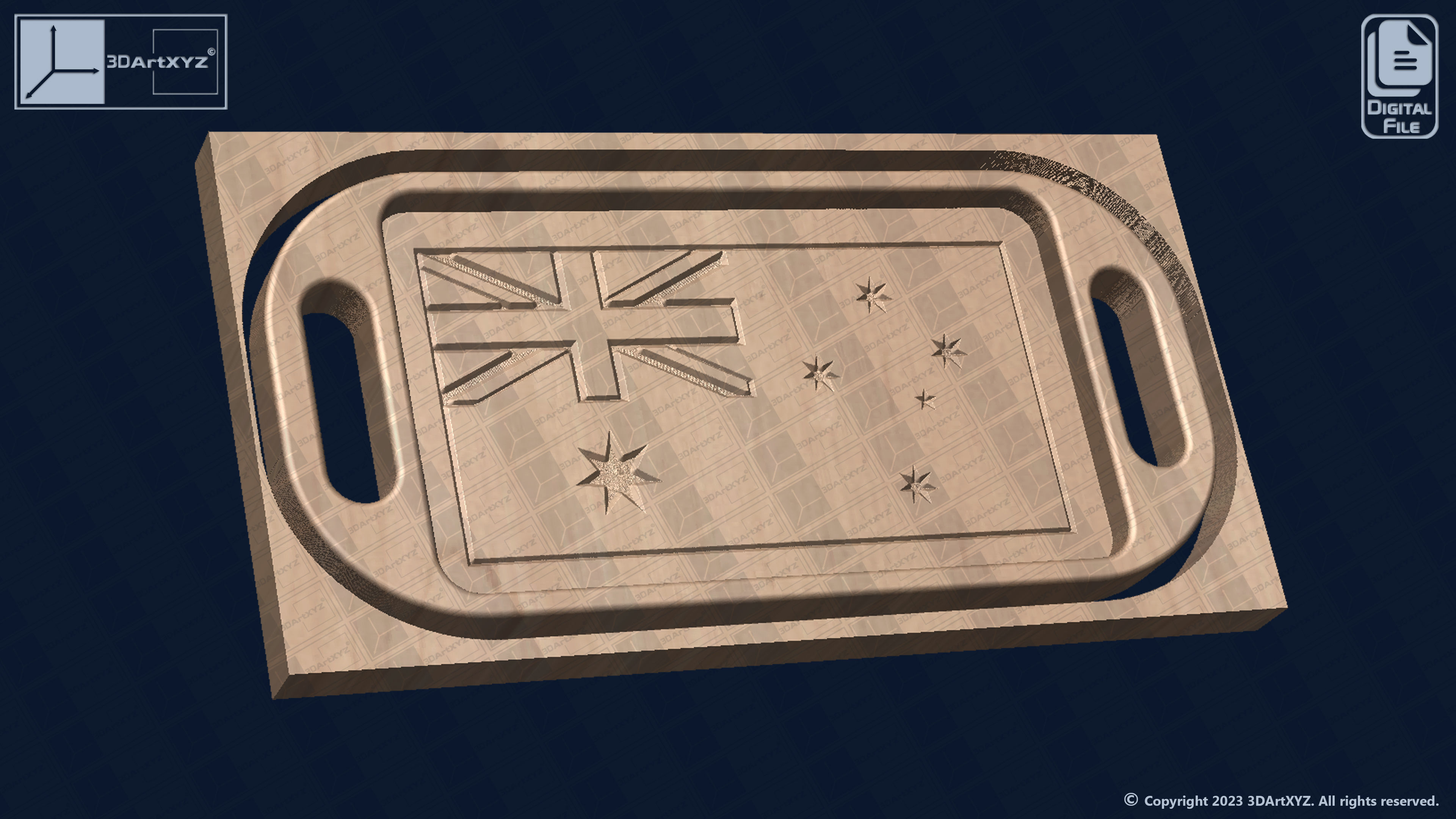 Australian Flag Trays Pack - CNC Files for Wood 3D model_6