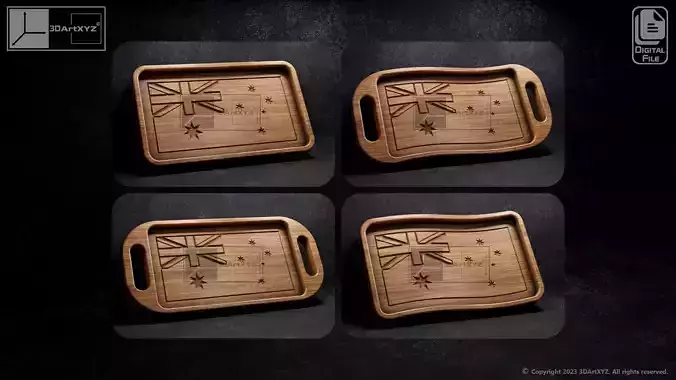 Australian Flag Trays Pack - CNC Files for Wood 3D model