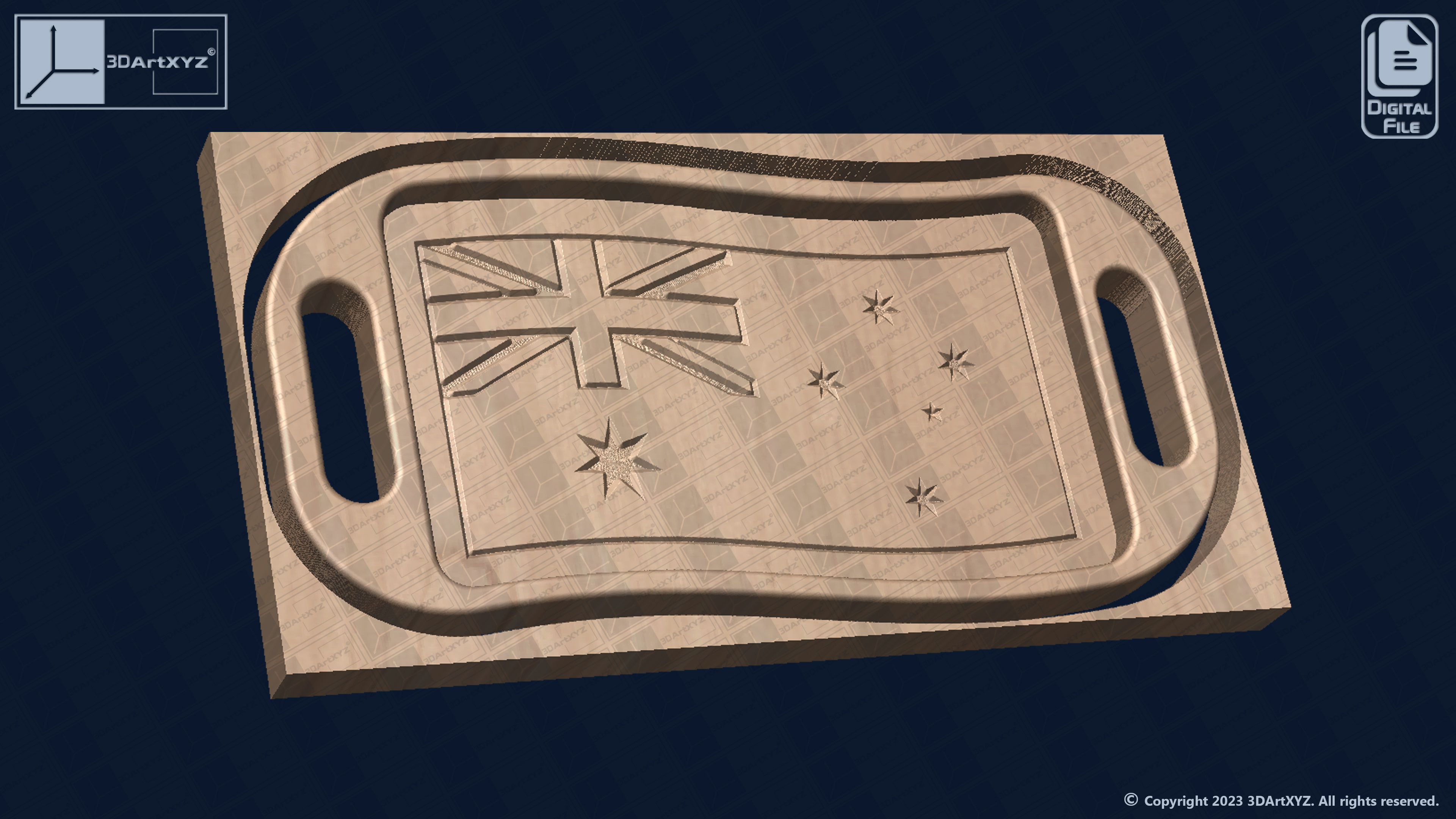 Australian Flag Trays Pack - CNC Files for Wood 3D model_8