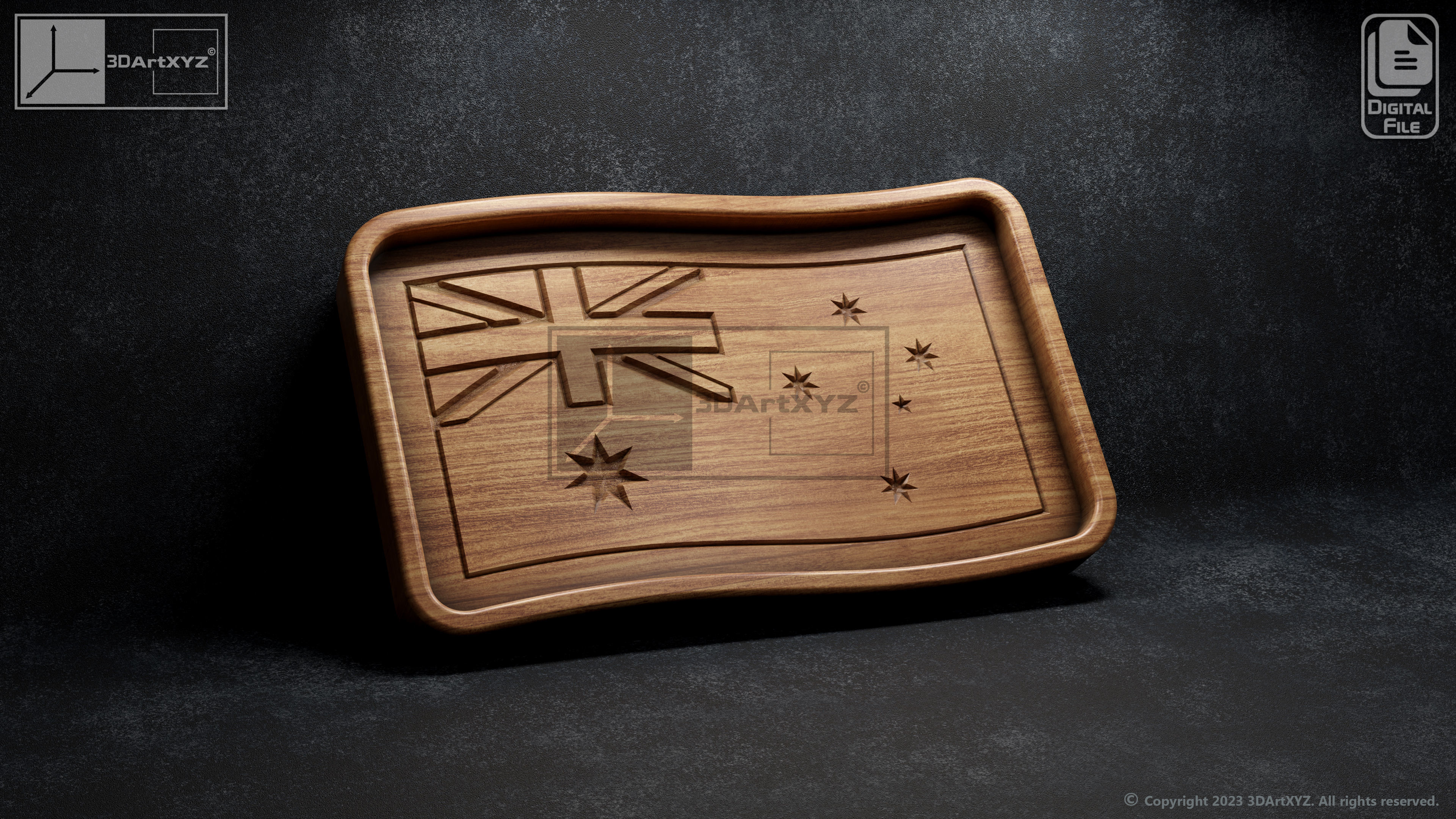 Australian Flag Trays Pack - CNC Files for Wood 3D model_3